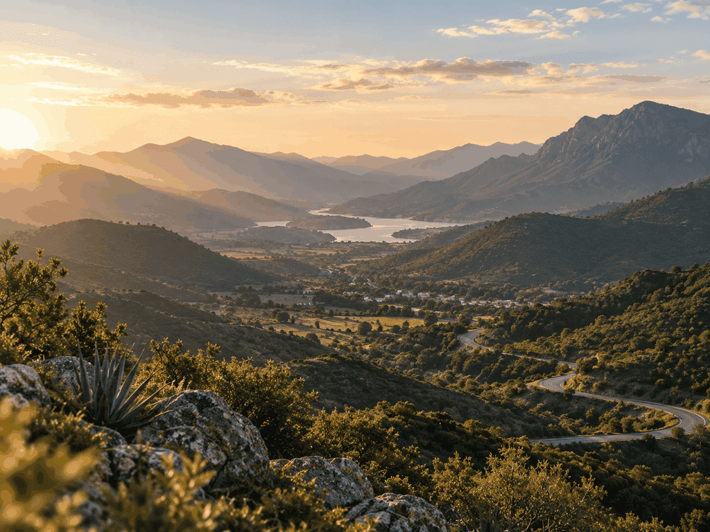 Paisaje amplio y cálido que representa el punto de partida de una idea
